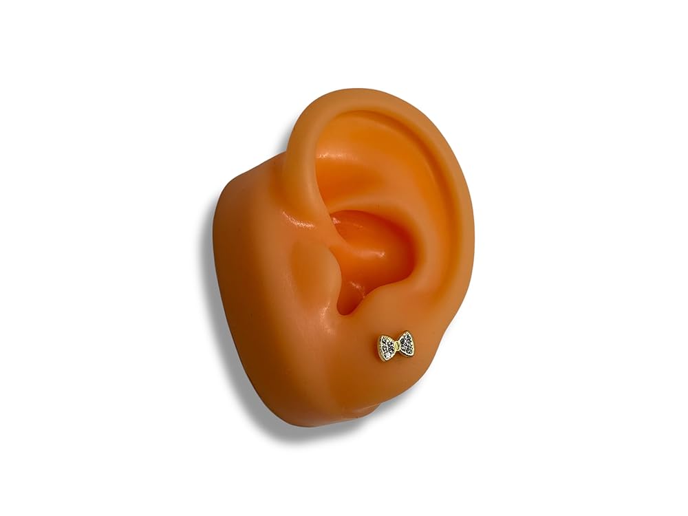 Broquel O Arete Moño Con Zirconia Oro 10k Garantizado - Angeles Joyas