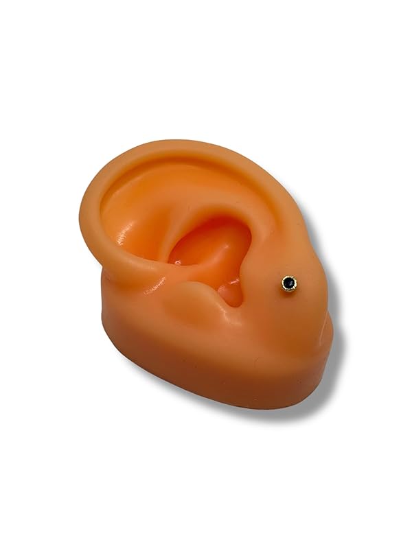 Broquel O Arete Biselado Negro En Oro 10k Garantizado N.3 - Angeles Joyas