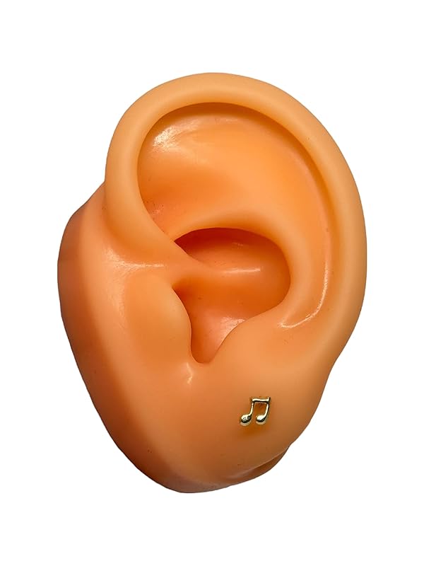 Broquel o Arete Nota Musical En Oro 10k Garantizado - Angeles Joyas