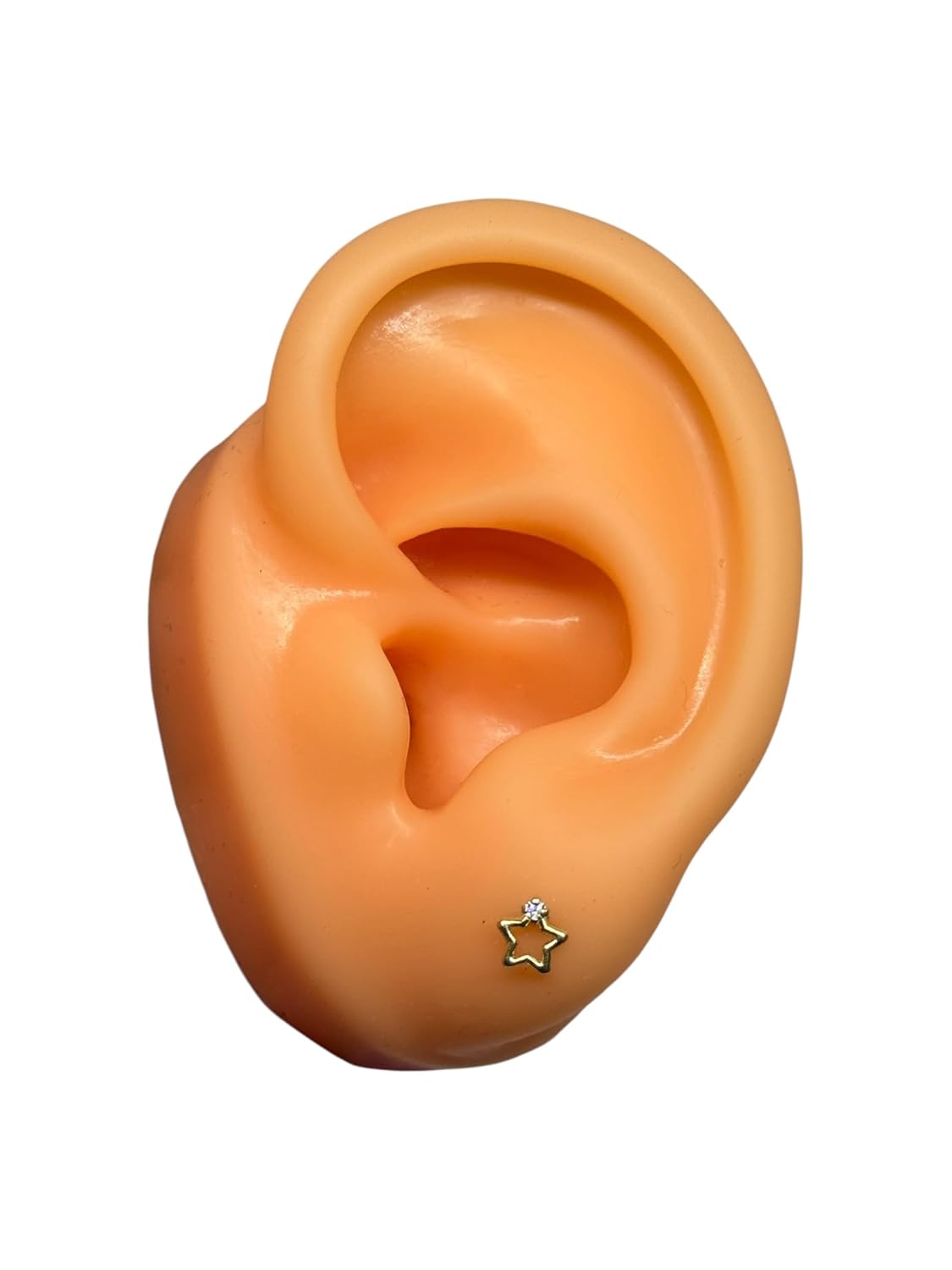 Broquel Luna Y Estrella Contorno con Zirconia en Oro 10k Garantizados - Angeles Joyas