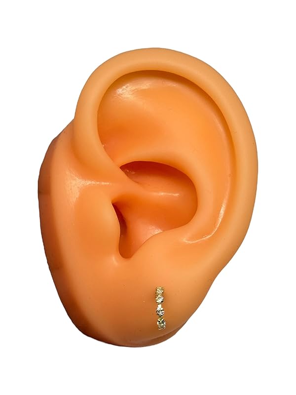 Broquel o Arete Media Arracada con Zirconias Blanco en Oro 10K Garantizado