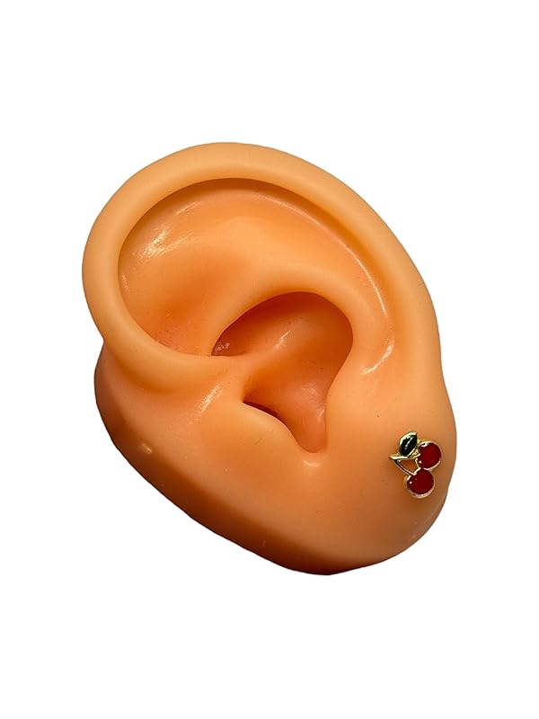 Broquel O Arete Cereza Cherry Esmaltado En Oro 10k Garantiza