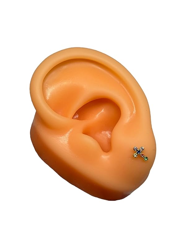 Broquel Cruz Fina Con Zirconias En Oro 10k Garantizado Colores - Angeles Joyas