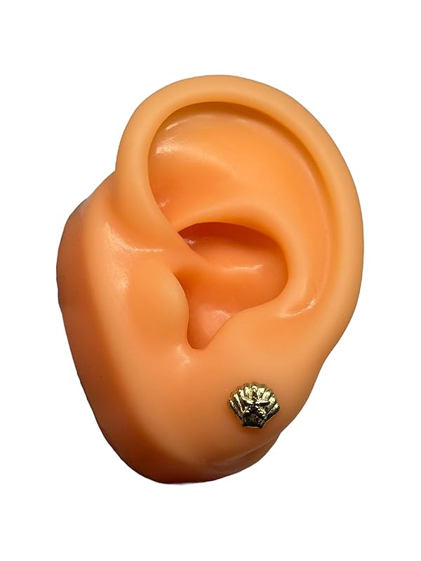 Broquel O Arete Concha Y Estrella De Mar Oro 10k Garantizado - Angeles Joyas