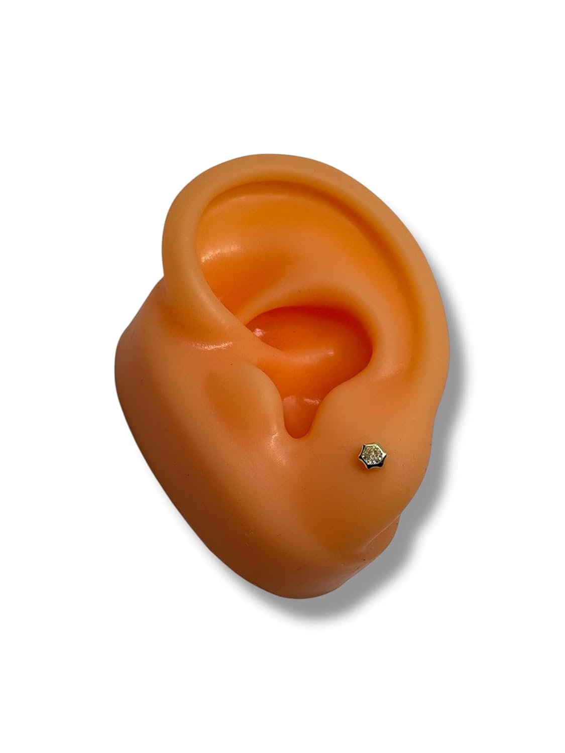 Broquel O Arete Hexagono Con Zirconia Oro 10k Garantizado - Angeles Joyas