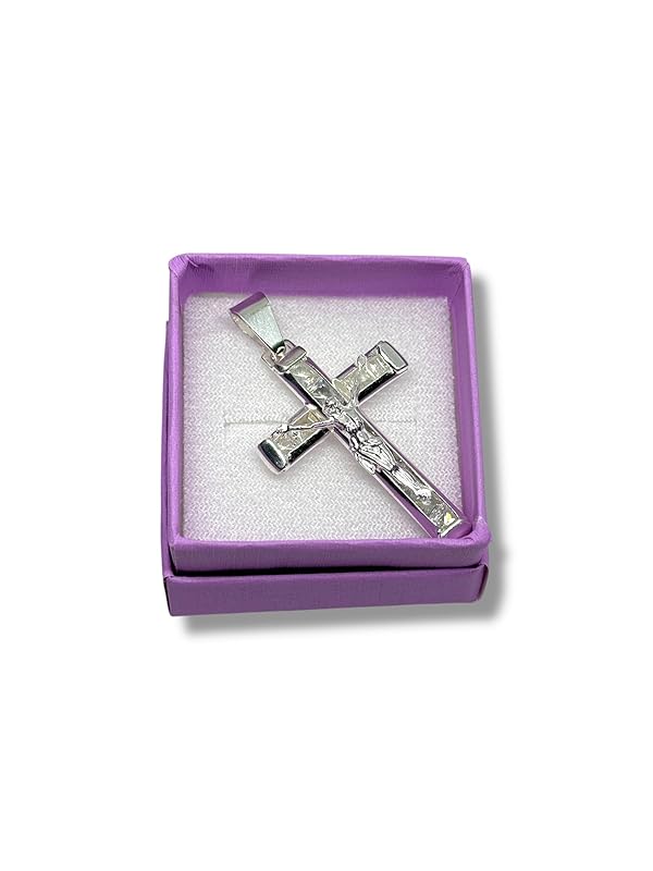 Dije De Cruz Con Cristo Y Zirconias En Plata 925 T#ch - Angeles Joyas