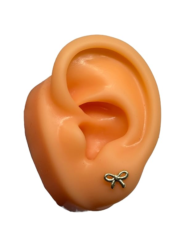 Broquel O Arete Moño Liso En Oro 10k Garantizado - Angeles Joyas