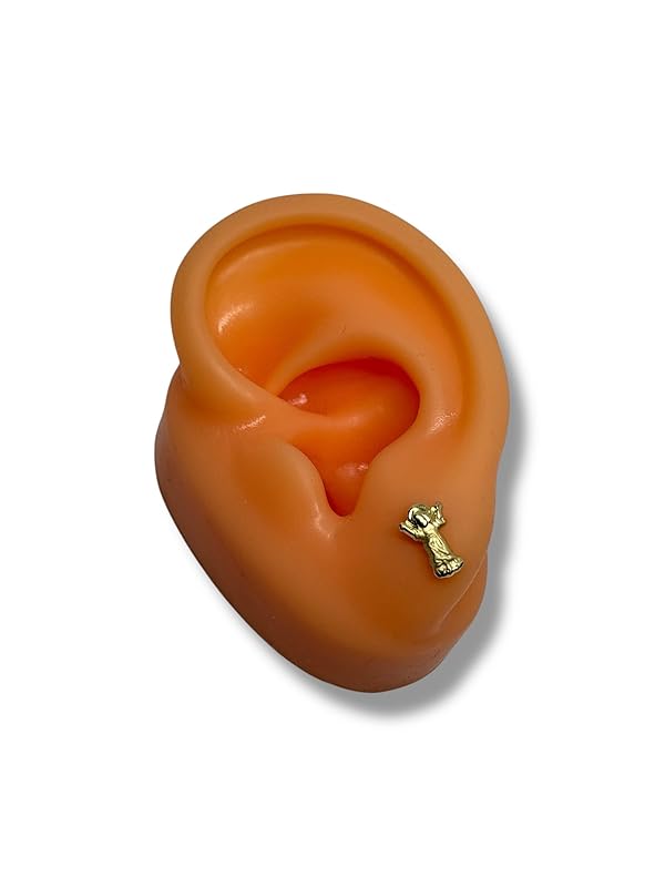 Broquel O Arete Divino Niño Liso Oro 10k Garantizado - Angeles Joyas