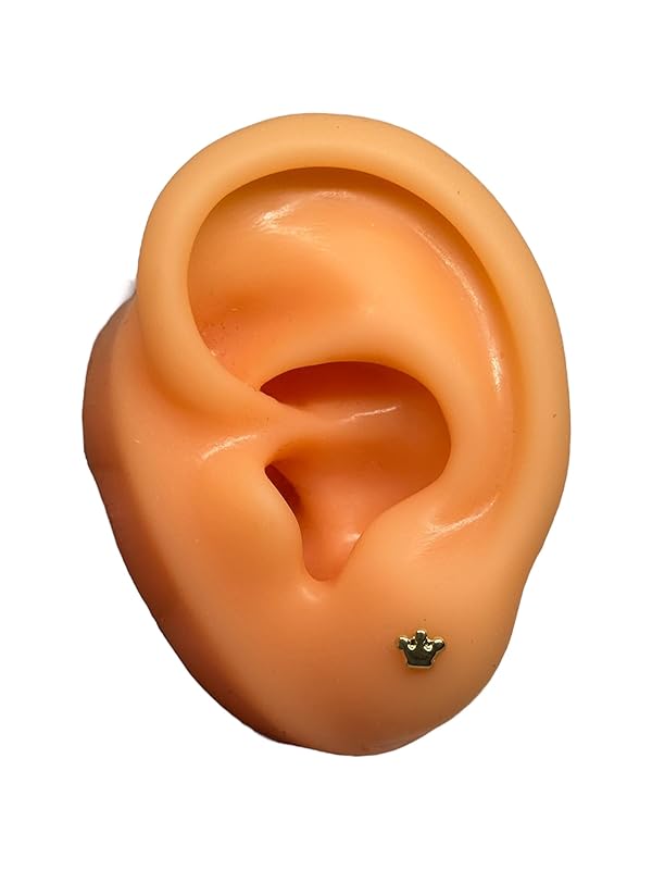 Broquel O Arete Corona Chica En Oro 10k Garantizado