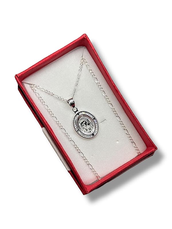 Dije De La Virgen En Laser Y Cadena Plata 925 Garantizado Ch - Angeles Joyas (Ovalada)