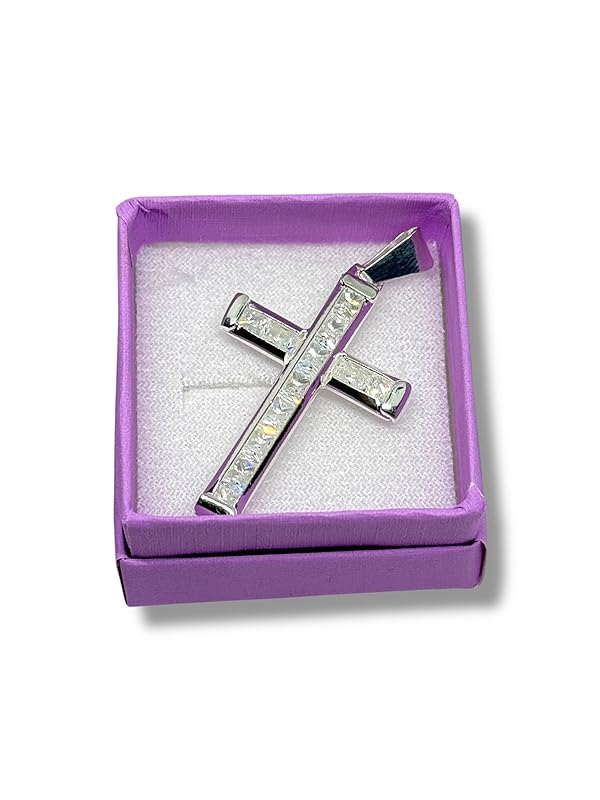 Dije De Cruz Con Zirconias En Plata 925 Garantizado T#ch- Angeles Joyas