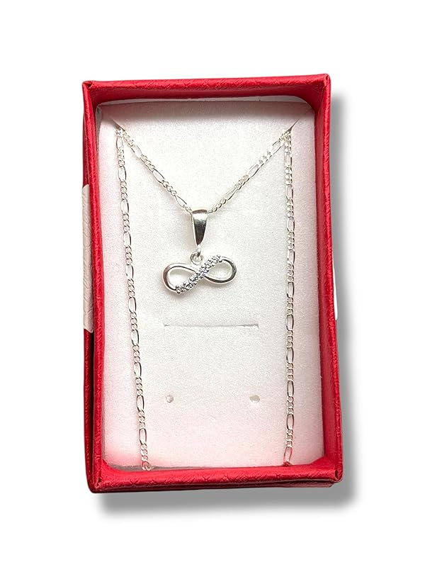Dije Infinito Con Zirconia Y Cadena Ambos Plata 925 T#m - Angeles Joyas