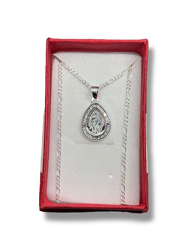 Dije De La Virgen En Laser Y Cadena Plata 925 Garantizado Ch - Angeles Joyas (Gota)