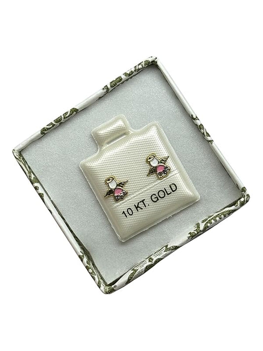 Broquel O Arete de Angel Esmaltado En Oro 10k Garantizado (Rosa)