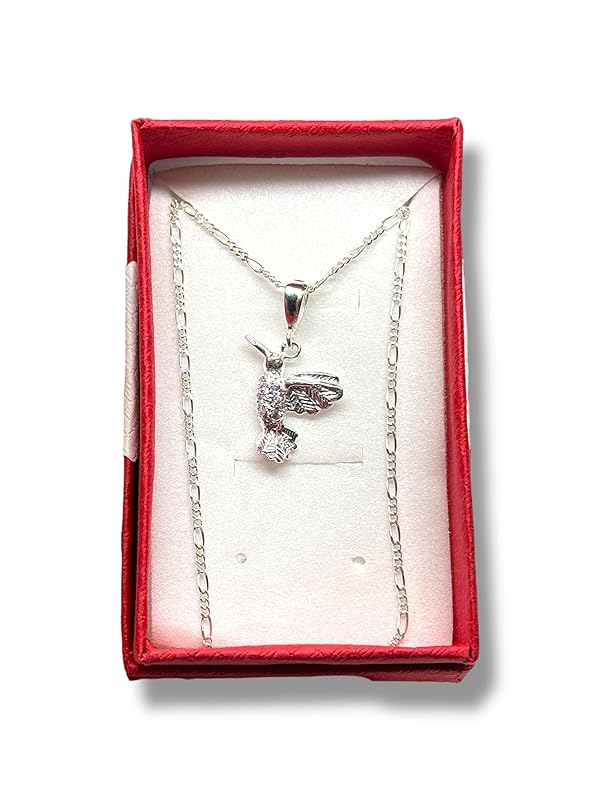 Dije Colibrí Liso Con Cadena Ambos Plata 925 Garantizado - Angeles Joyas (Rosa Claro)