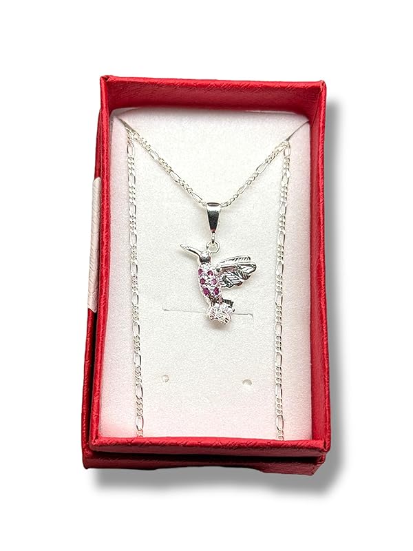 Dije Colibrí Liso Con Cadena Ambos Plata 925 Garantizado - Angeles Joyas (Rosa Fuerte)