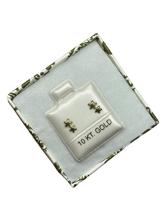 Broquel O Arete 2 Estrellas Lisas En Oro 10k Garantizado - Angeles Joyas