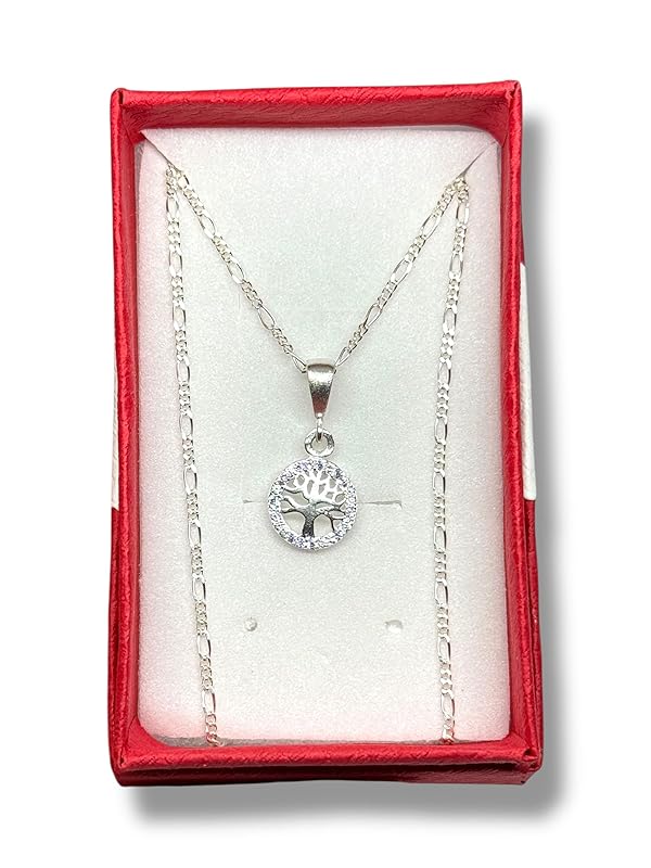Dije Arbol De La Vida Con Cadena Zirconia Plata 925 T=ch - Angeles Joyas