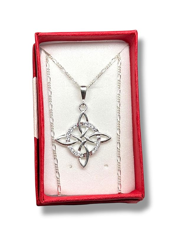 Dije Nudo De Bruja Con Zirconia Y Cadena Ambos Plata 925 T#g - Angeles Joyas