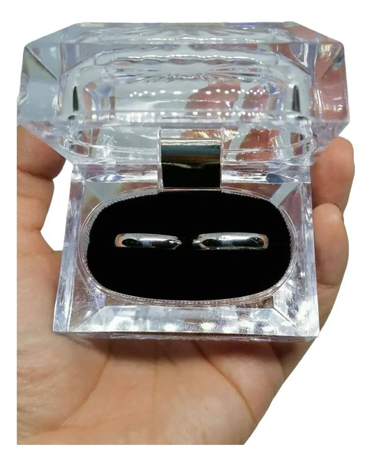 Anillos Par De Argollas Lisas 4mm En Plata 925 Garantizada