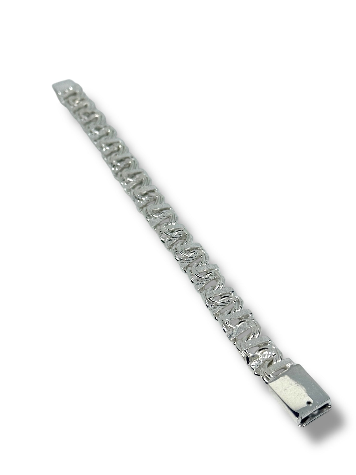Pulso O Pulsera Tejido Chino De Plata 925 Diamantada 21cm