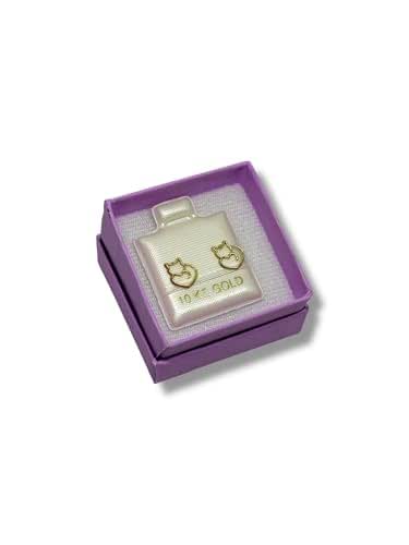 Broquel O Arete Gato Contorno Corazon En Oro 10k Garantizado - Angeles Joyas