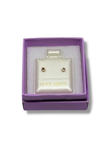 Broquel O Arete Biselado Redondo Para Bebe Zirconia Oro 10k - Angeles Joyas (Rojo)