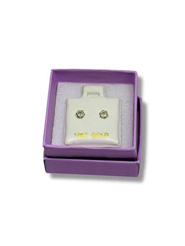 Broquel O Arete Hexagono Con Zirconia Oro 10k Garantizado - Angeles Joyas