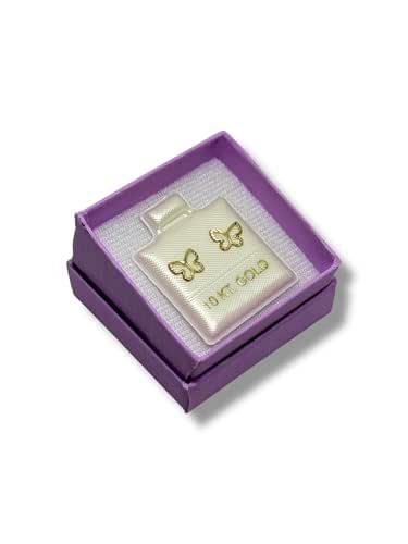 Broquel O Arete Mariposa Contorno Oro 10k Garantizado - Angeles Joyas