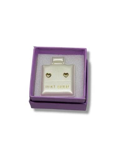 Broquel O Arete Corazon Mini en Oro 10k Garantizado- Angeles Joyas