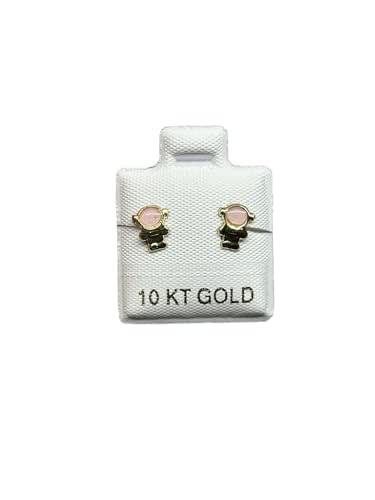 Broquel Arete Esmaltado Astronauta Oro 10K Garantizado - Rosa Claro
