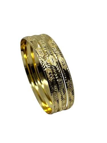 Pulseras Aros Fin de Semana 3 Piezas Dorado Diamantado en Material de Chapa Oro Laminado en 14k en 7.5cm