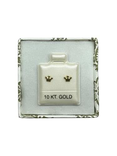 Broquel O Arete Corona Chica En Oro 10k Garantizado