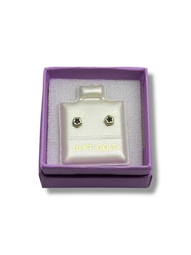 Broquel o Arete Flor Biselado Negro en Oro 10K Garantizado - Angeles Joyas