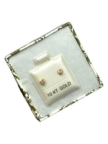 Broquel O Arete Corazon Biselado En Oro 10k Garantizado N.4 Rosa - Angeles Joyas