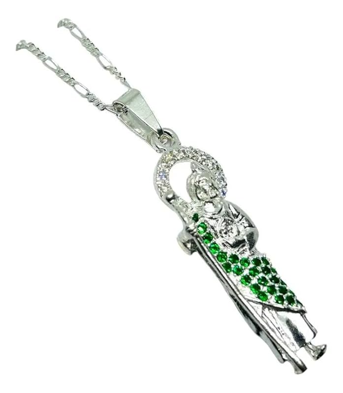 Cadena Y Dije De San Judas Con Piedra Plata 925 Garantizado - Angeles Joyas