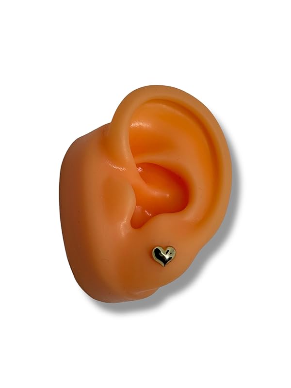 Broquel O Arete Corazon Inflado Liso En Oro 10k Garantizado - Angeles Joyas