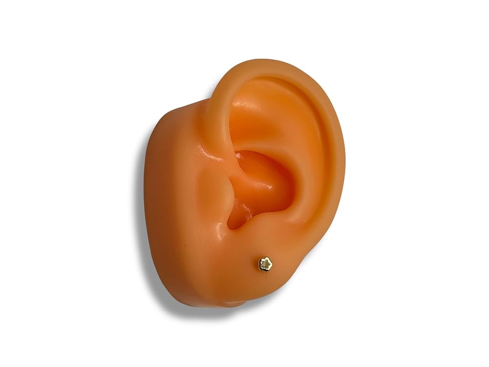 Broquel o Arete Flor Biselado en Oro 10K Garantizado - Angeles Joyas