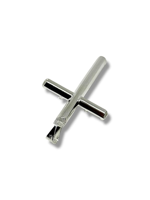 Dije De Cruz Con Cristo Y Zirconias En Plata 925 T#g - Angeles Joyas