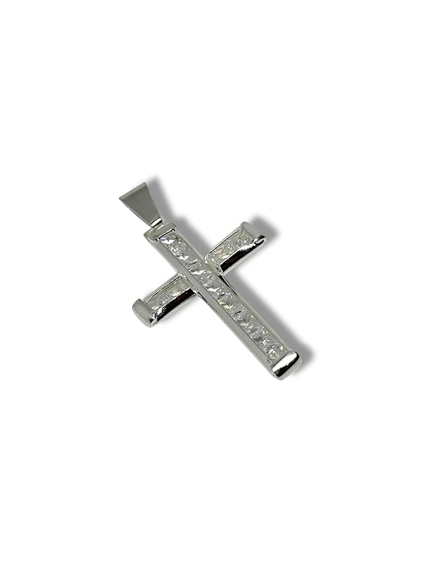 Dije De Cruz Con Zirconias En Plata 925 Garantizado T#ch- Angeles Joyas