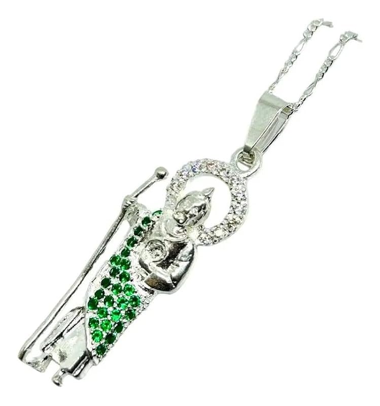 Cadena Y Dije De San Judas Con Piedra Plata 925 Garantizado - Angeles Joyas