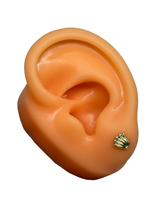 Broquel O Arete Corona Marca En Oro 10k Garantizado