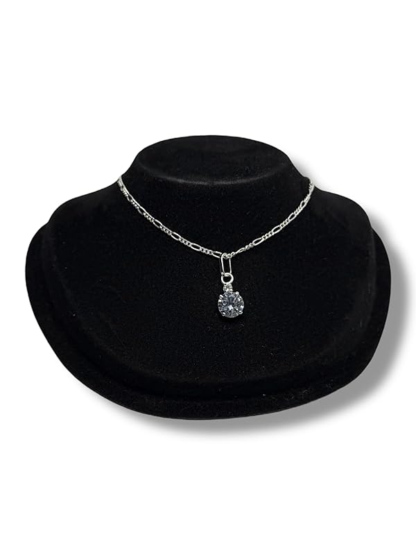 Dije Fino De Piedra Zirconia Circular Con Cadena Ambos En Plata 925 - Angeles Joyas