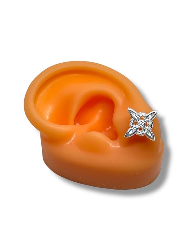 Broquel Arete Nudo De Bruja Liso En Plata 925 Garantizado- Angeles Joyas