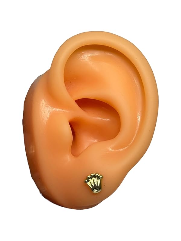 Broquel O Arete Corona Marca En Oro 10k Garantizado