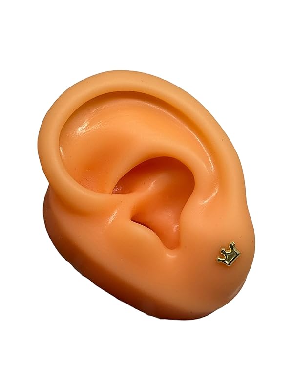 Broquel O Arete Corona Mediana En Oro 10k Garantizado