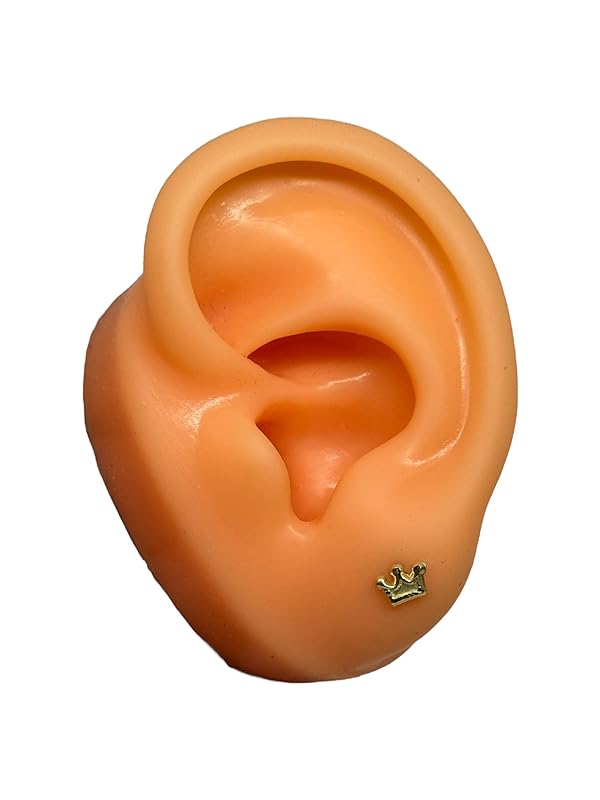 Broquel O Arete Corona Mediana En Oro 10k Garantizado