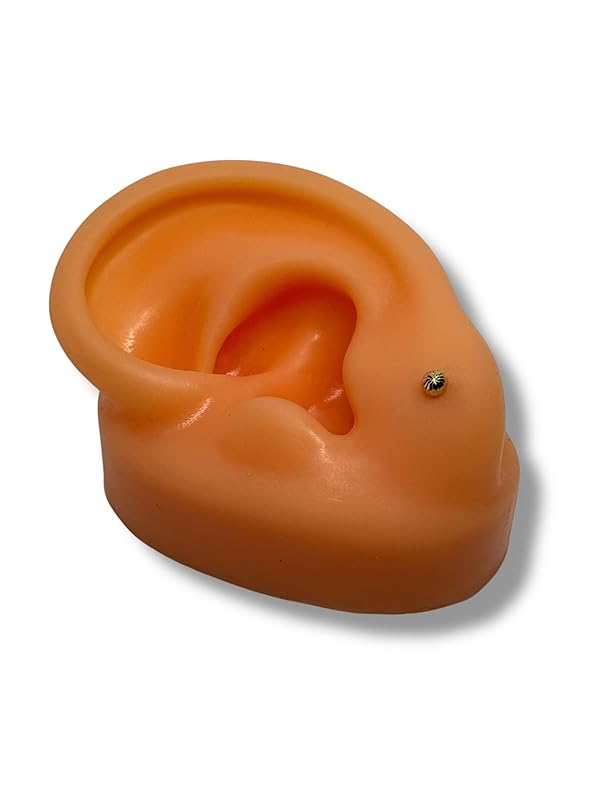 Broquel O Arete Media Bola Diamantado Oro De 10k Garantizado - Angeles Joyas