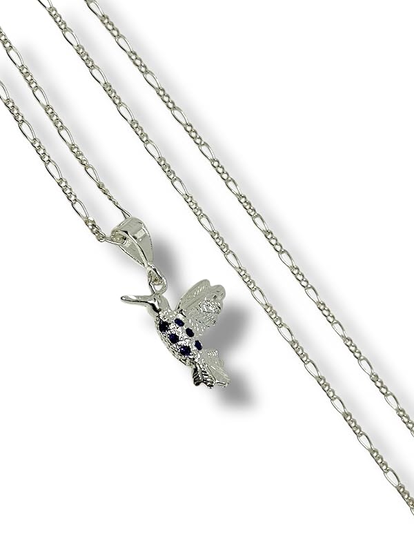 Dije Colibrí Liso Con Cadena Ambos Plata 925 Garantizado - Angeles Joyas (Azul)