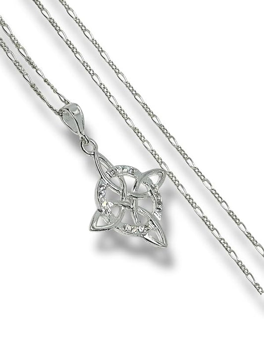 Dije Nudo De Bruja Con Zirconia Y Cadena Ambos Plata 925 T#g - Angeles Joyas